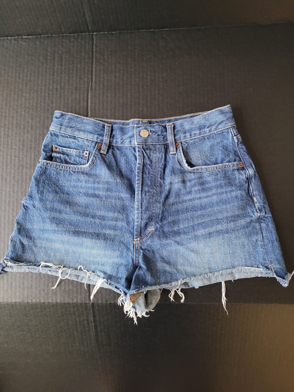 Nuuds Classic Blue Jean Denim Shorts Sz 28 Button Fly